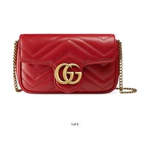 Gucci GG Marmont Matelasse Leather Super Mini Bag Hibiscus Red